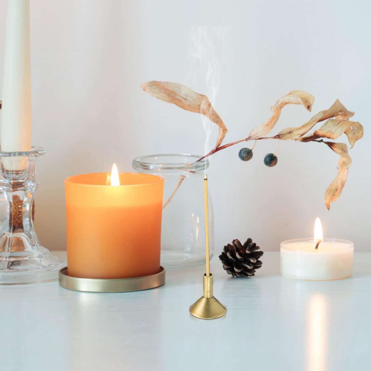 HANABASS 50PCS Brass Incense Holder for Home Decor Meditation Yoga Room Fragrance Decoration