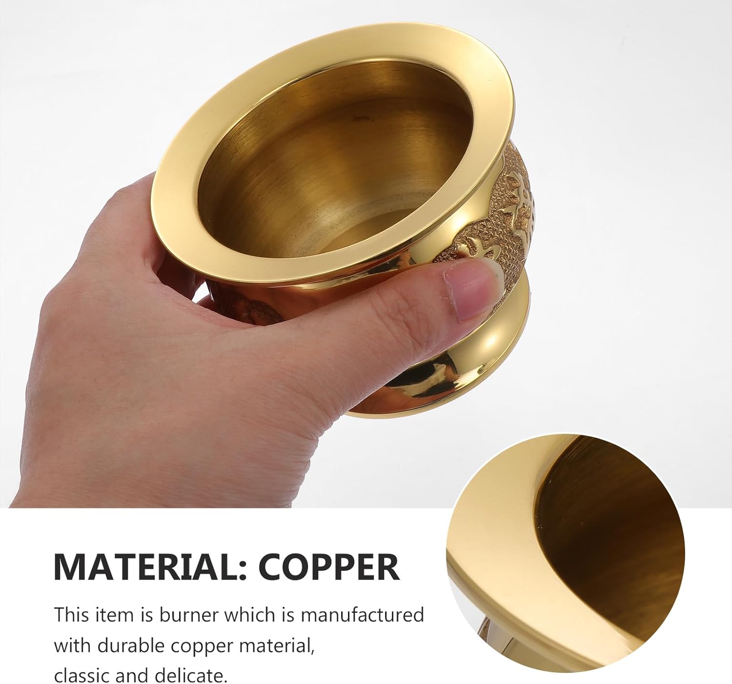 HEALLILY Buddhist Incense Holder Copper Offering Bowl Decor