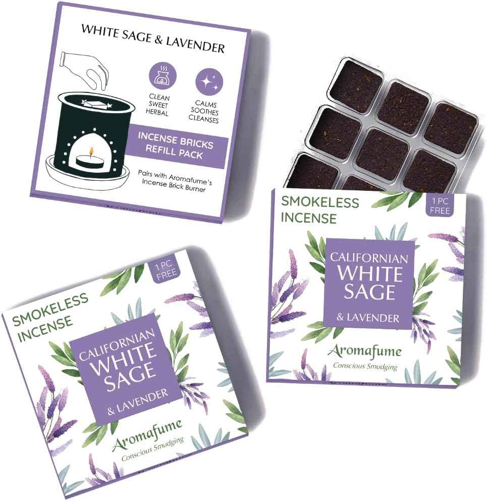 White Sage Lavender Incense Bricks 3x9 Set Cleansing Relaxation