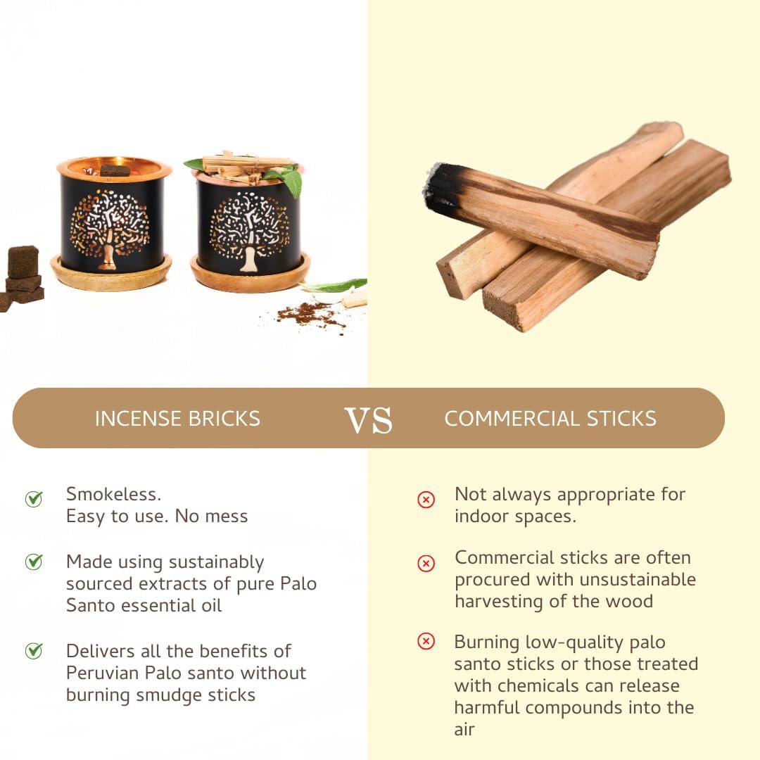 Aromafume Palo Santo Incense Bricks with Snowflake Burner