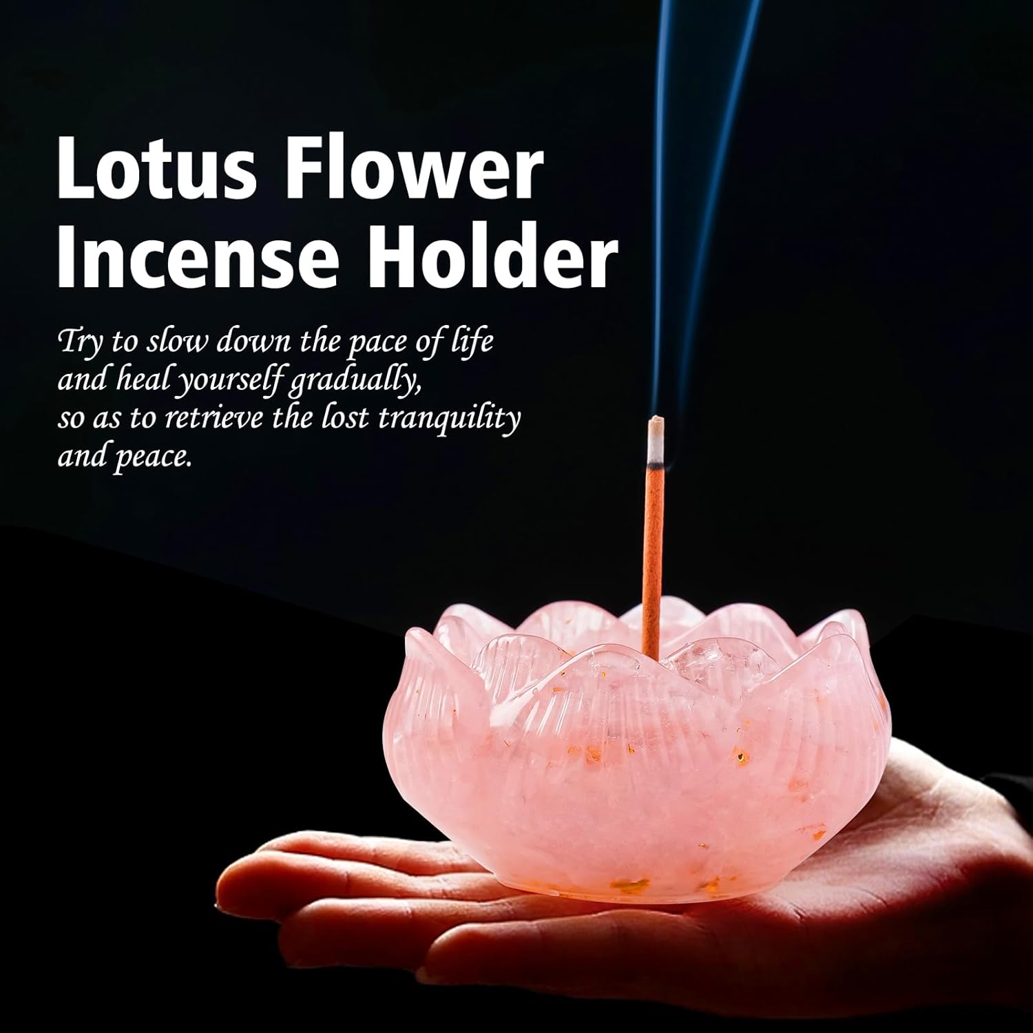 Rose Quartz Resin Crystal Lotus Incense Burner Set - 15pcs