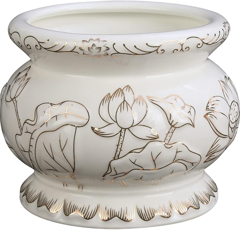 Houlu Small White Ceramic Incense Burner for Buddha Worship