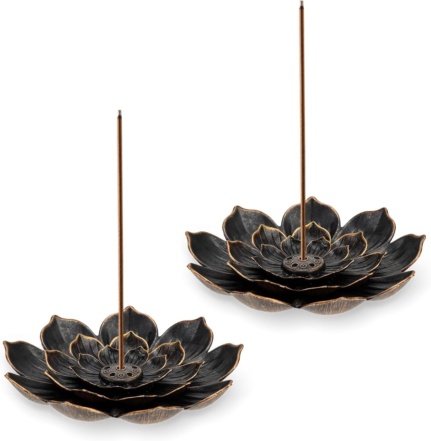 2 Pieces Brass Incense Holder Lotus Burner for Home Yoga Spa