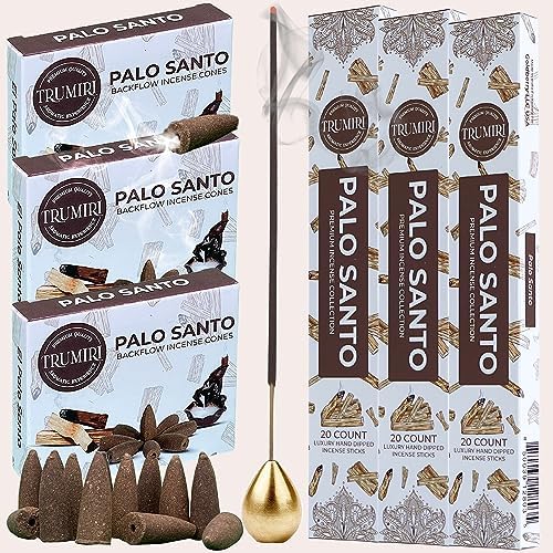 TRUMIRI Palo Santo Incense Sticks and Waterfall Cones Combo Pack
