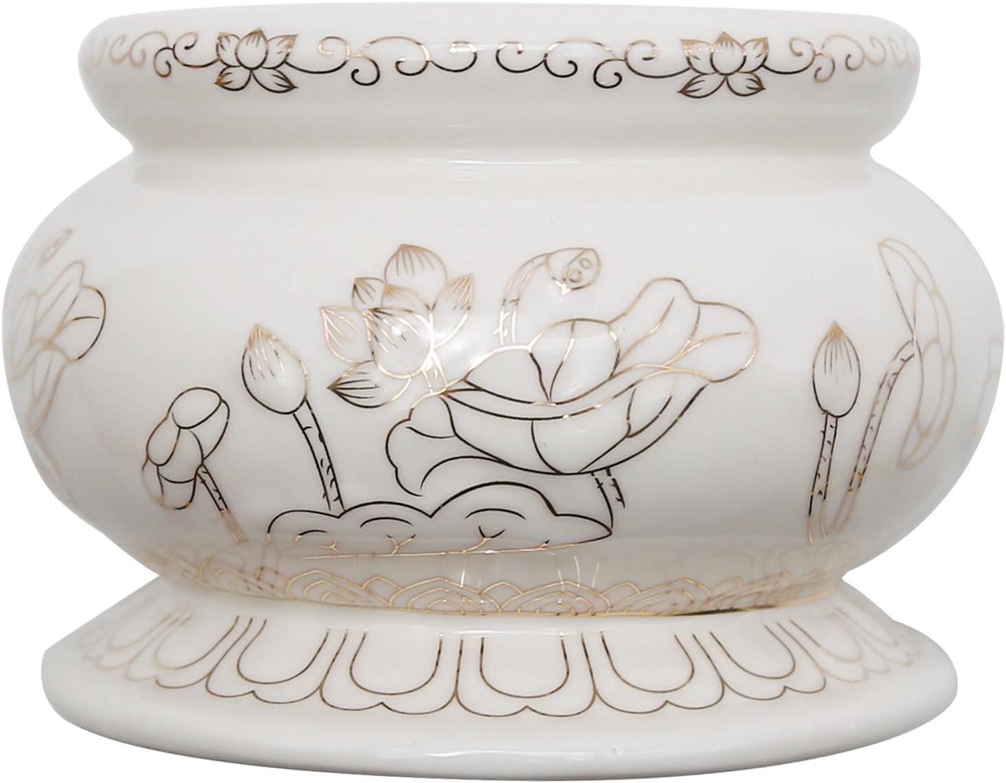4-Inch White Ceramic Incense Burner Pot for Meditation and Prayer