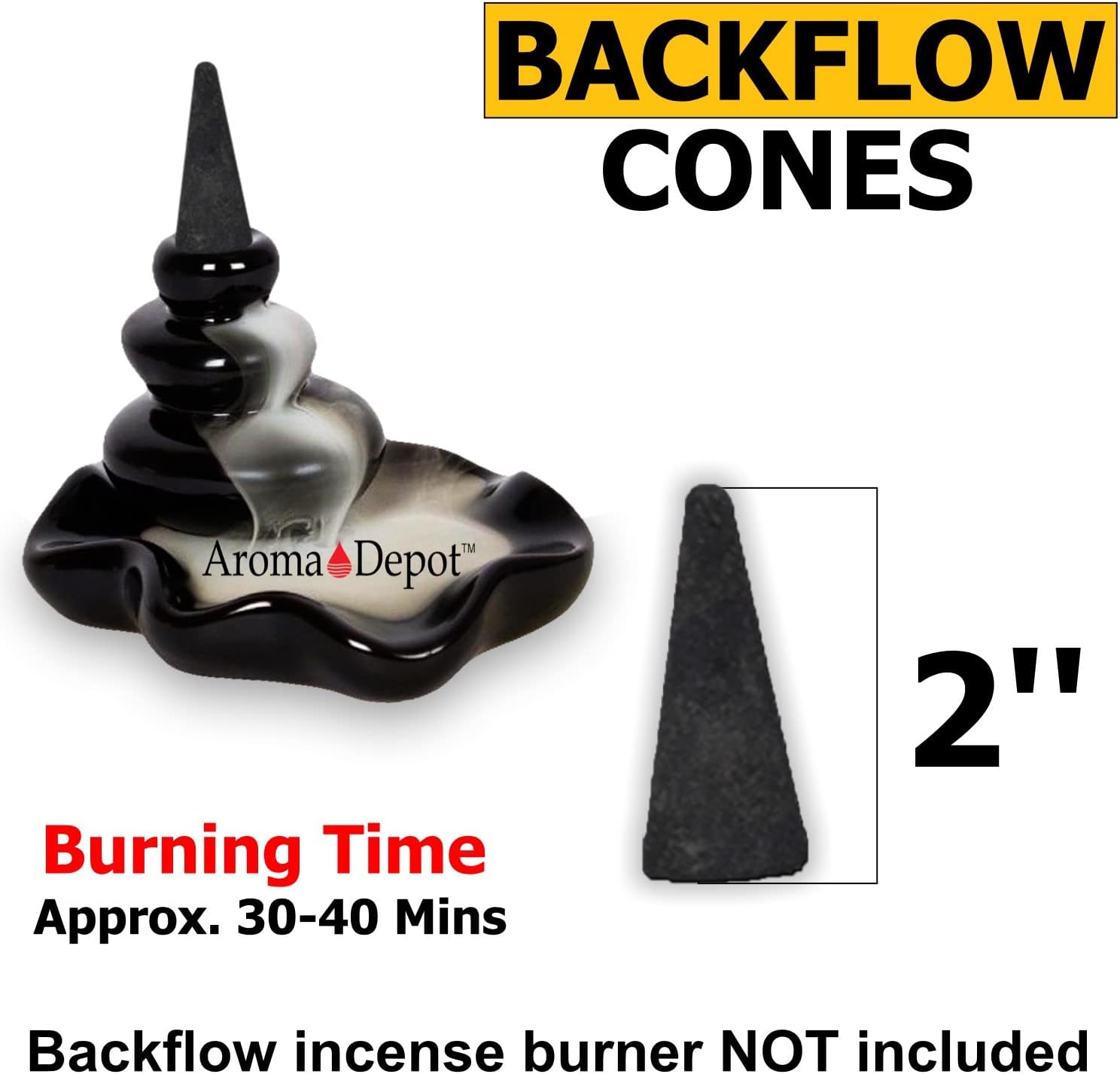 Aroma Depot 2 Inch Lavender Charcoal Incense Cones 45-50 Pack