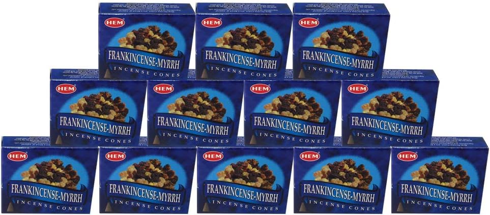 HEM Frankincense and Myrrh Incense Cones 120 Cones 12 Packs