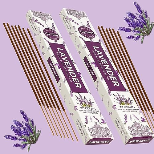 TRUMIRI Organic Lavender Incense Sticks - 40 Total - Dual Pack