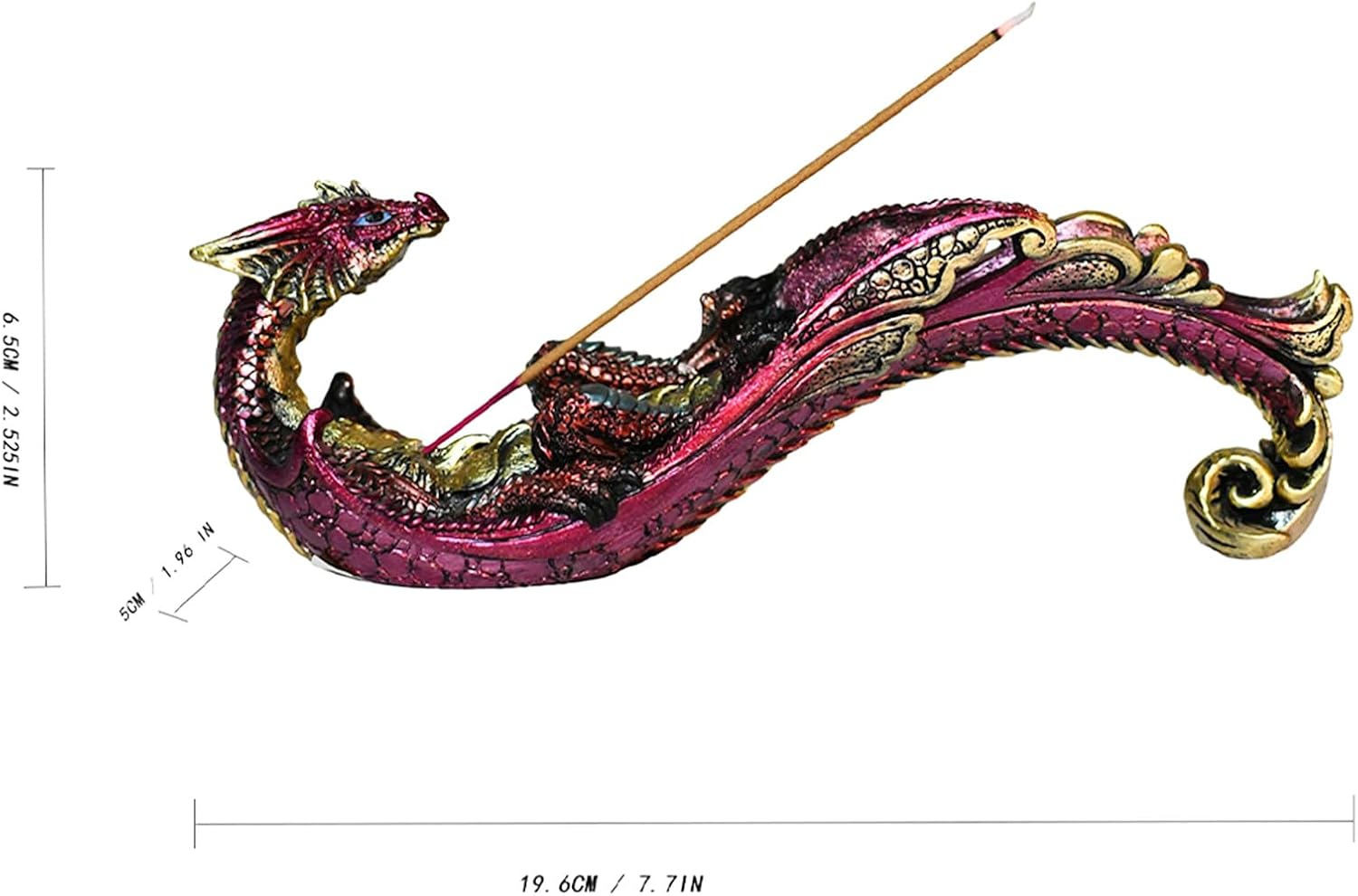 Smoking Dragon Incense Holder Statue Red Design Home Decor