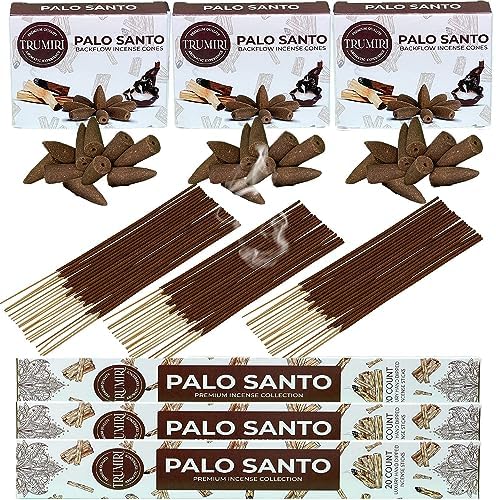 TRUMIRI Palo Santo Incense Sticks and Waterfall Cones Combo Pack