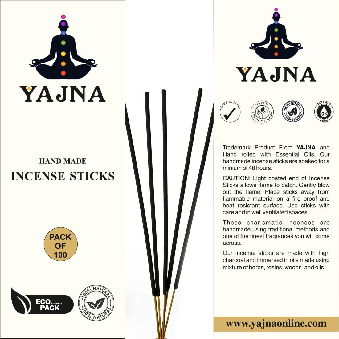 Yajna Patchouli Incense Sticks 100 Natural Handmade