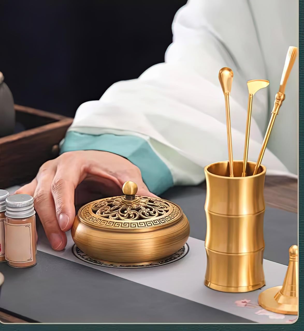 31 Pcs Brass Incense Burner Set for Yoga and Meditation