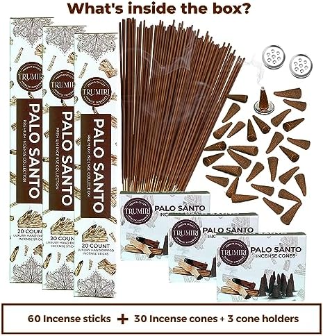 TRUMIRI Palo Santo Incense Sticks Cones Combo Pack