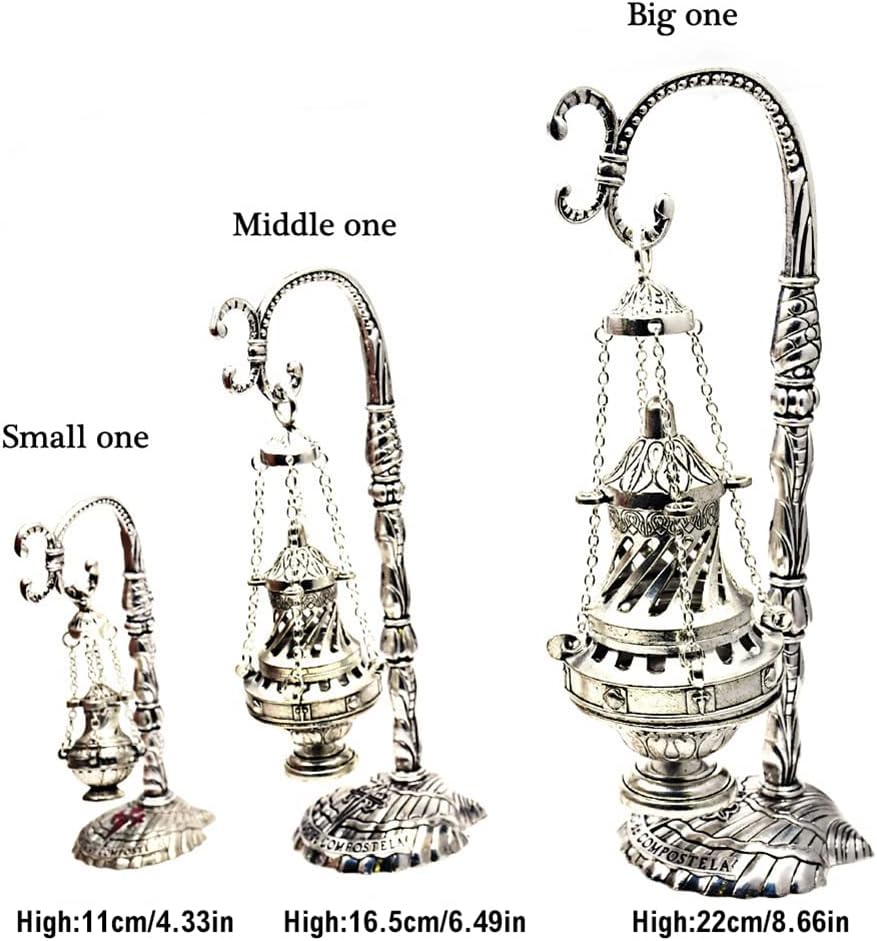 Brass Burners Hanging Censer Charcoal Incense Holder Cross Decor