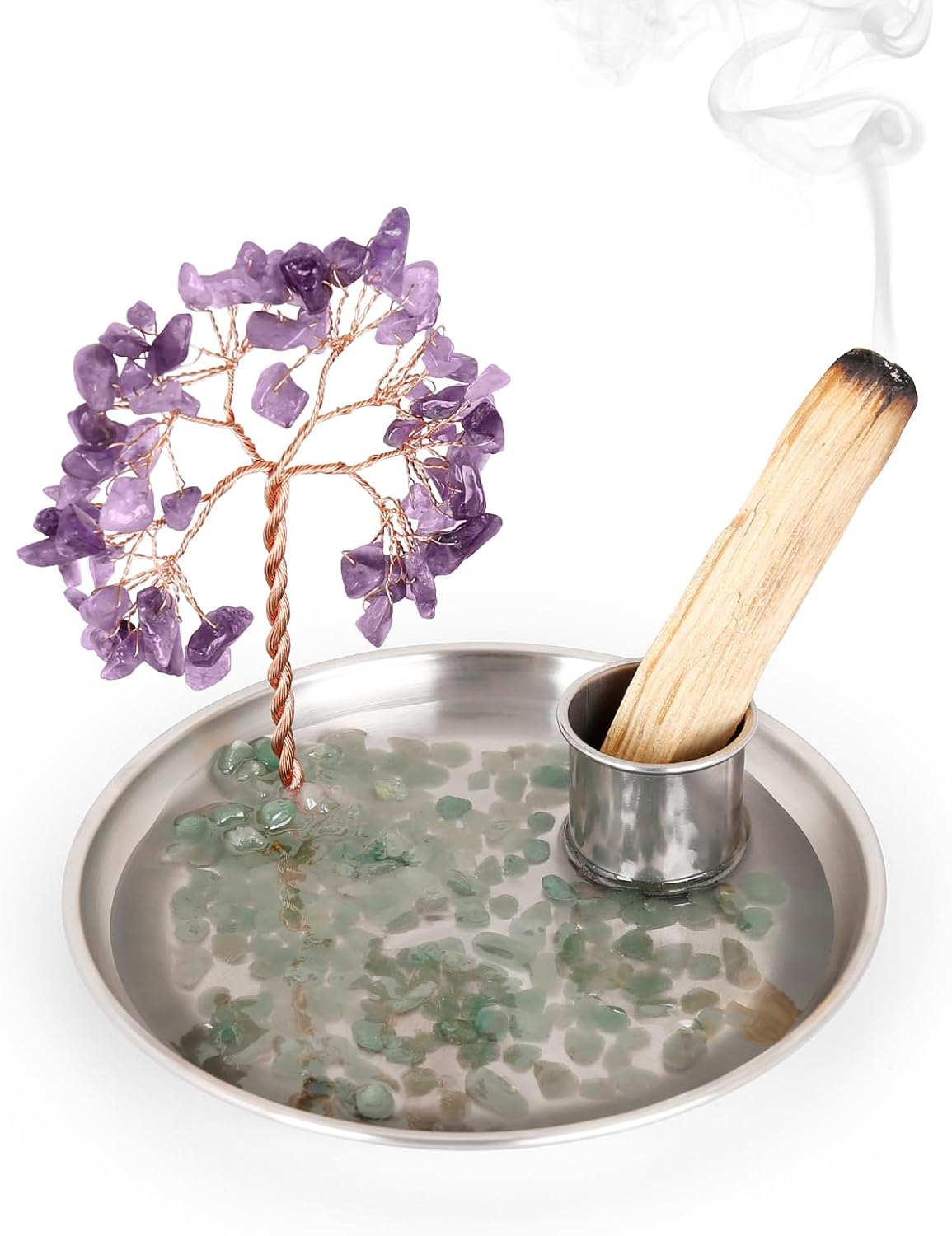 OTOFY Purple Crystal Tree Incense Holder for Palo Santo