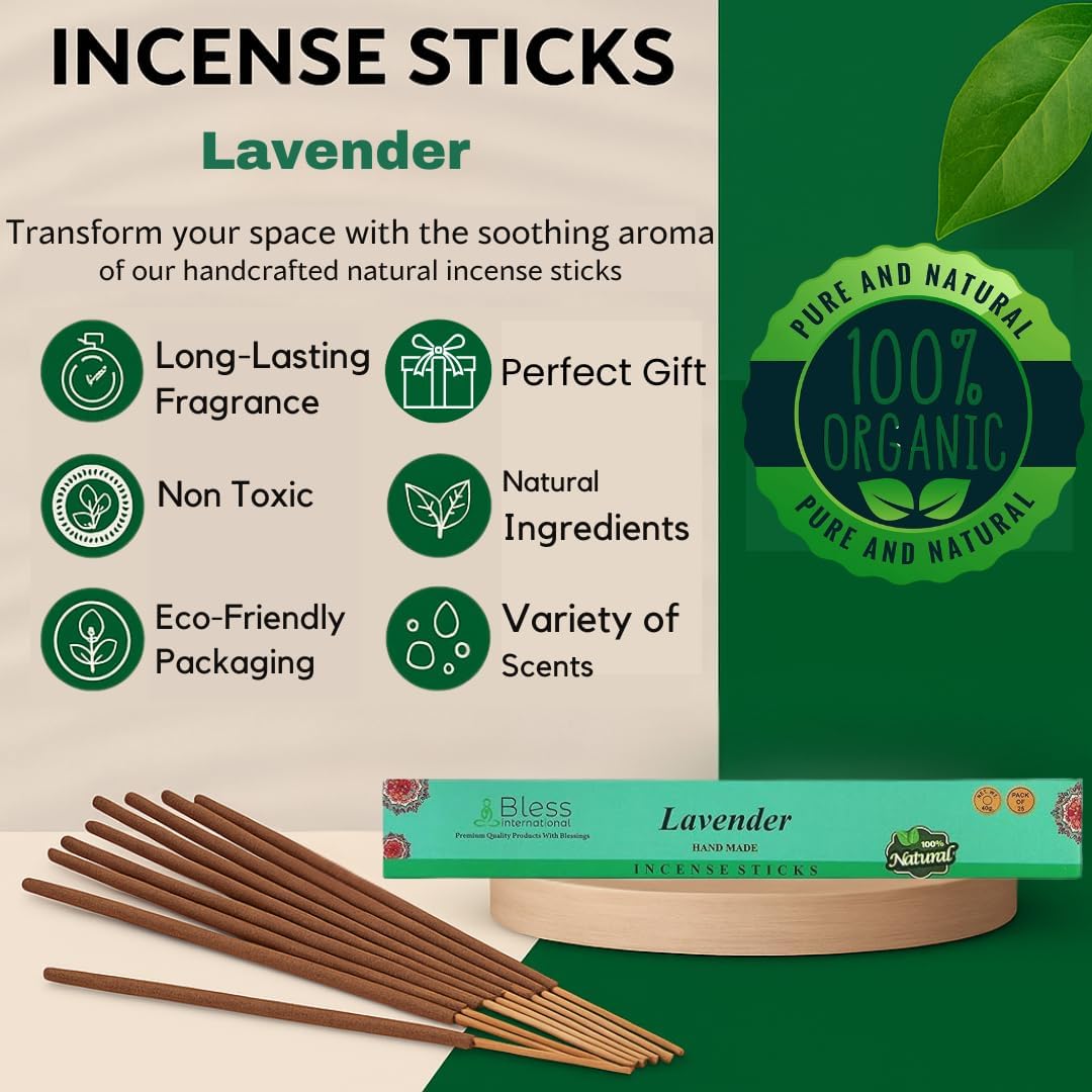 Bless Lavender 100 Natural Hand Dipped Incense Sticks 100 Sticks