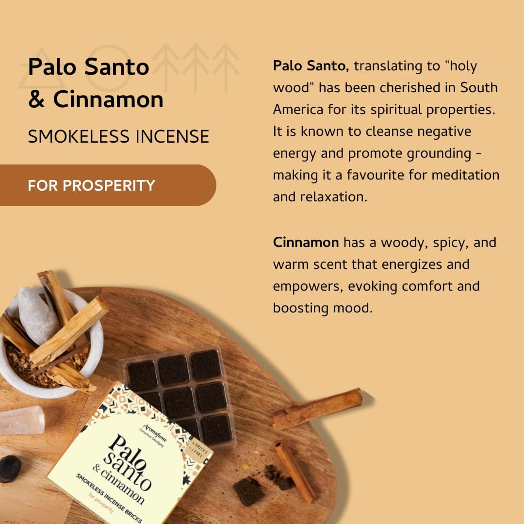 Palo Santo Cinnamon Smokeless Incense Bricks Refill 3x9 Bricks Aromatherapy Smudging Natural Air Fresheners