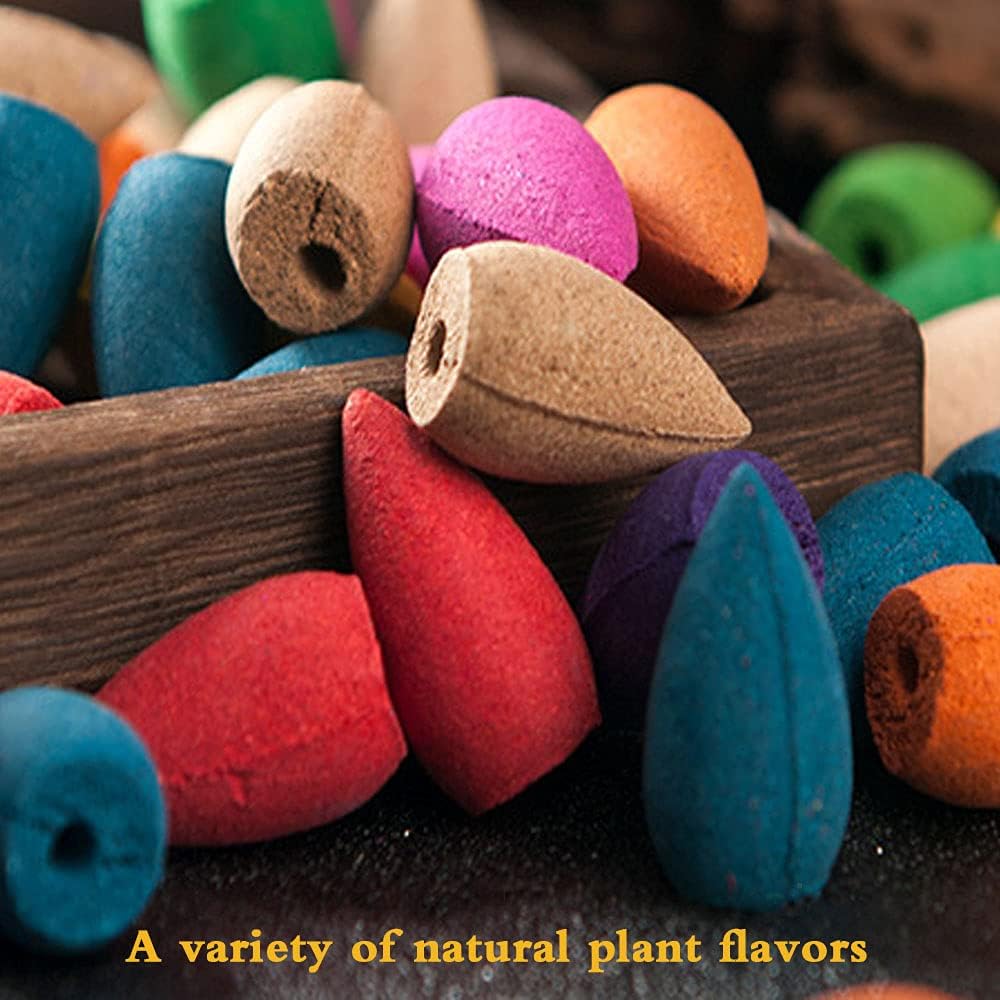 600 pcs Backflow Incense Cones for Waterfall Meditation Relaxation in 2 Bottles