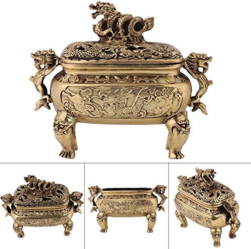 Walfront Antique Bronze Copper Dragon Incense Holder
