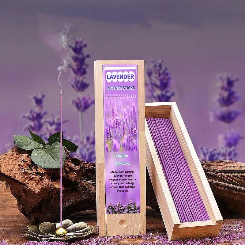 Lavender Incense Sticks with Wooden Box and Holder