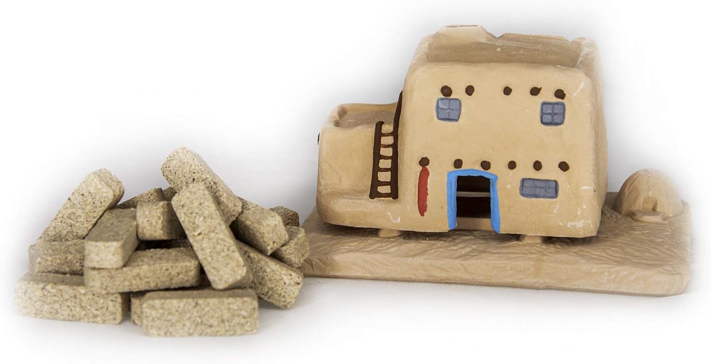 Casa de Adobe Natural Wood Incense Burner 20 Pine Incense Bricks - Made in The USA