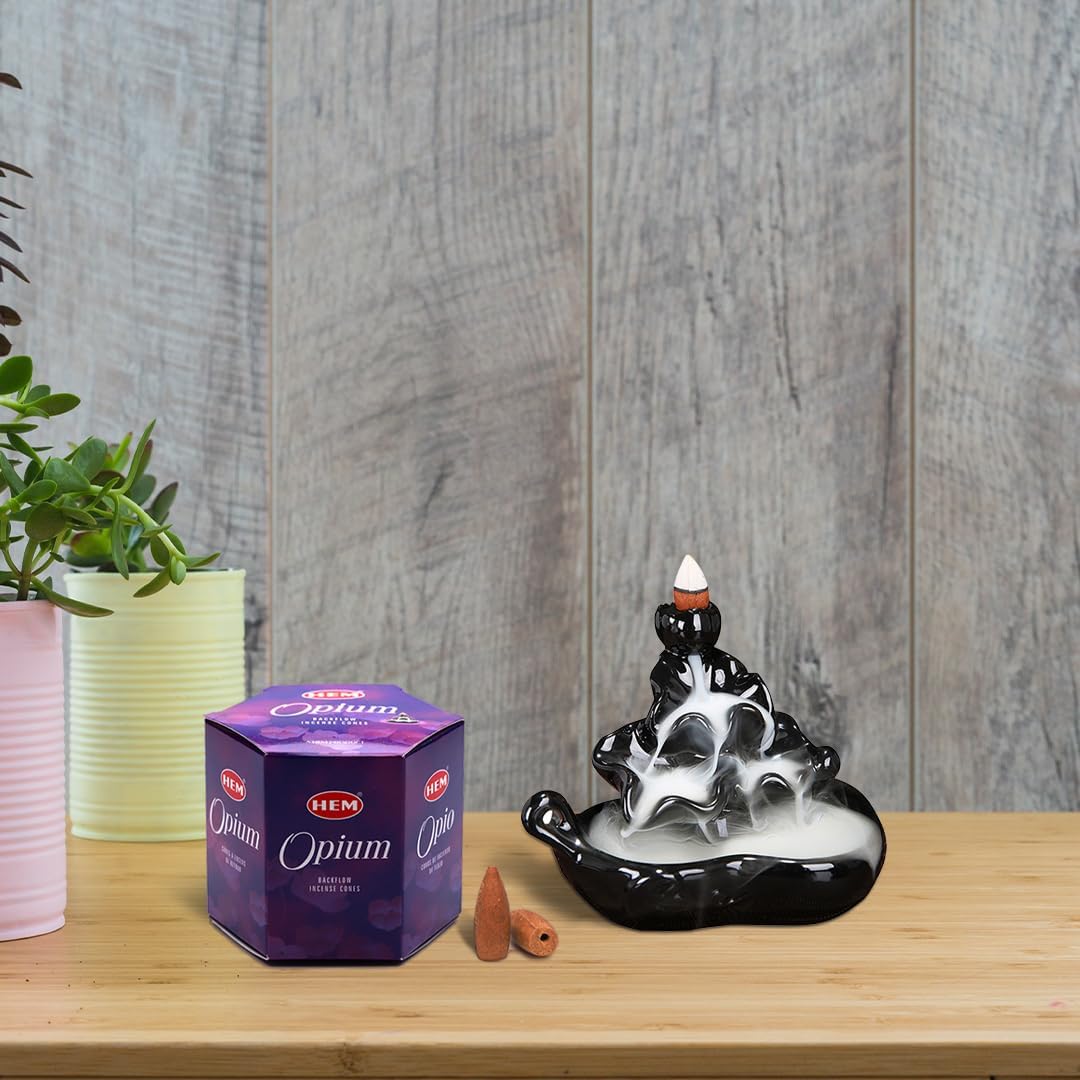 HEM Opium Backflow Brown Incense Cones - Pack of 40