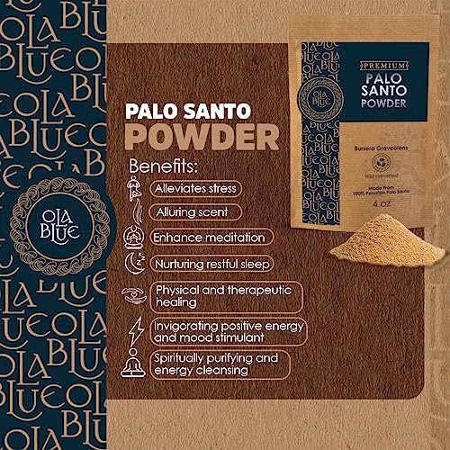 OLA BLUE Palo Santo Powder 4oz Natural from Peru for Smudging and Meditation