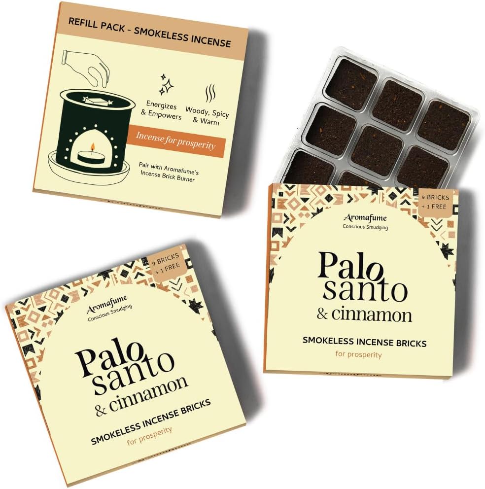 Palo Santo Cinnamon Smokeless Incense Bricks Refill 3x9 Bricks Aromatherapy Smudging Natural Air Fresheners