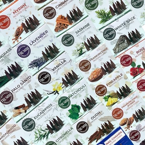 Trumiri Incense Cones 120 Pack with 12 Scents
