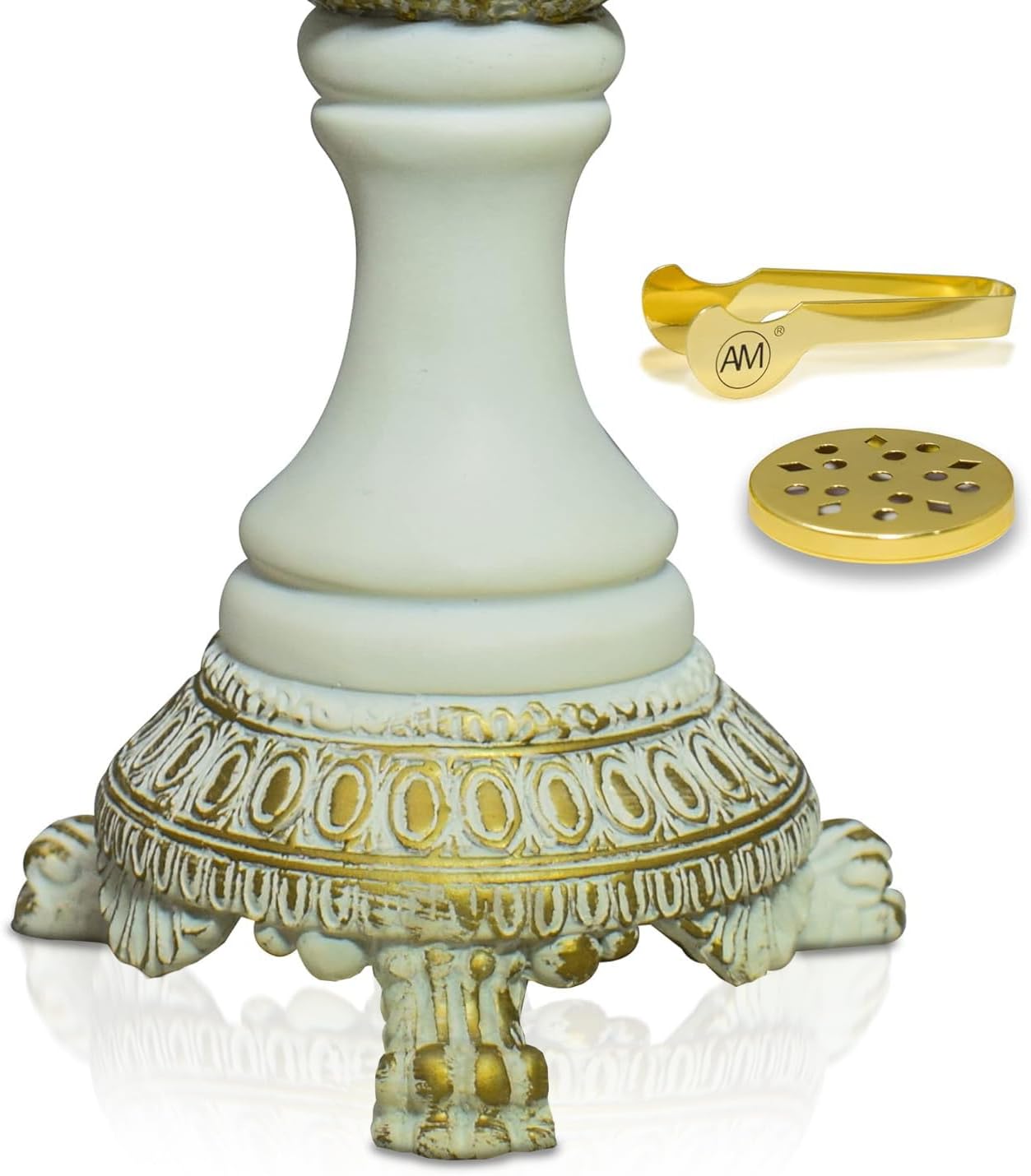 AM Lux Globe Incense Burner - Bakhoor Cone Holder for Office and Spiritual Decor White