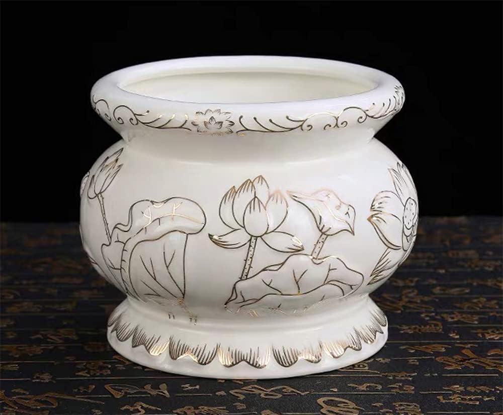 Houlu Small White Ceramic Incense Burner for Buddha Worship