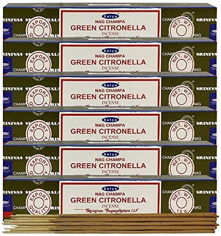 Trumiri Incense Stick Holder Bundle with Satya Nag Champa Green Citronella Incense Sticks - Pack of 6