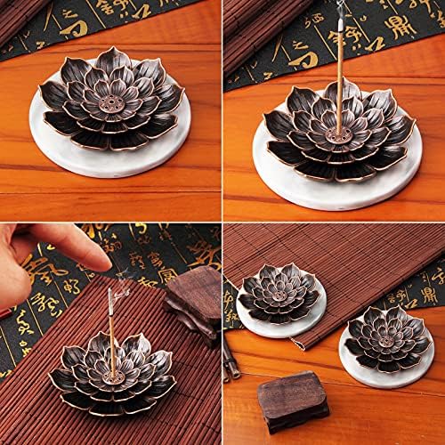 4Pack Brass Incense Holders with Ash Catcher for Home Office Decor