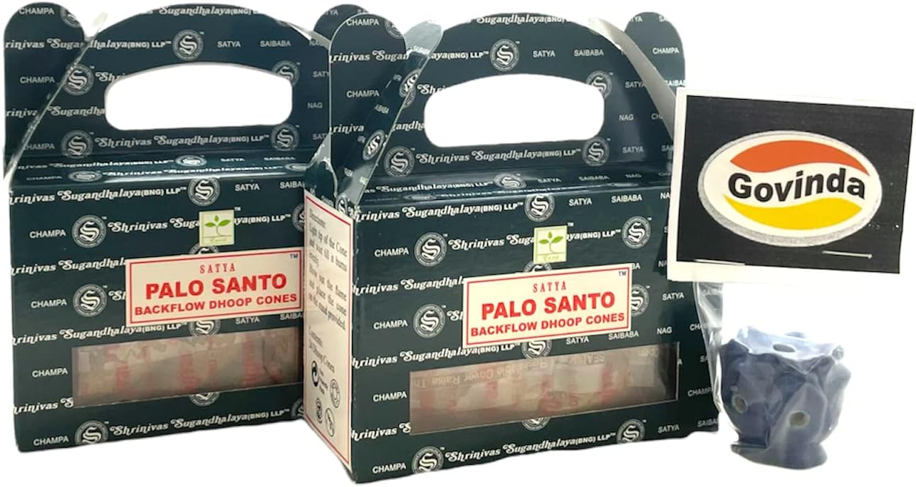 Govinda Bangalore BNG Palo Santo Backflow Cones 48 Pcs with Burner
