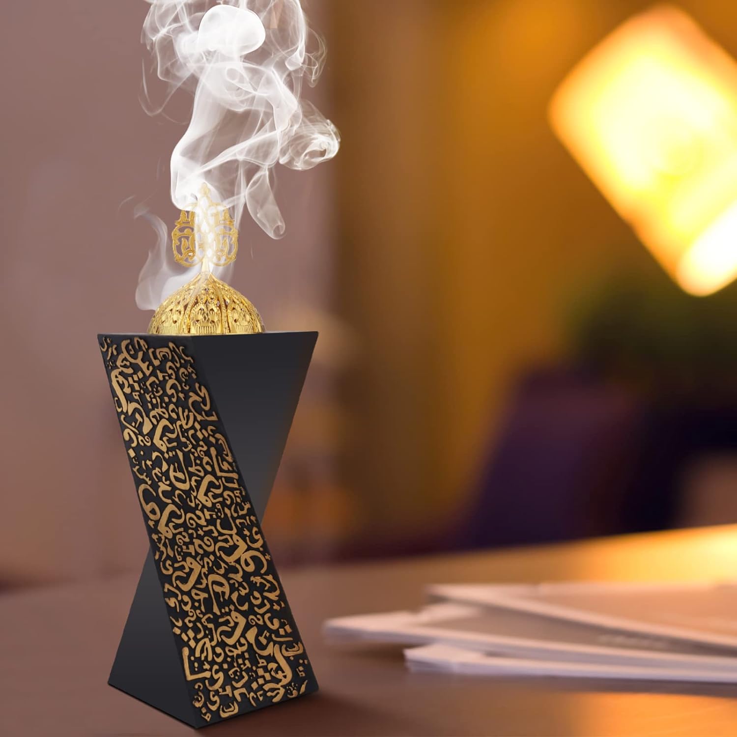 Elegant Black Resin Incense Burner for Yoga Spa Meditation