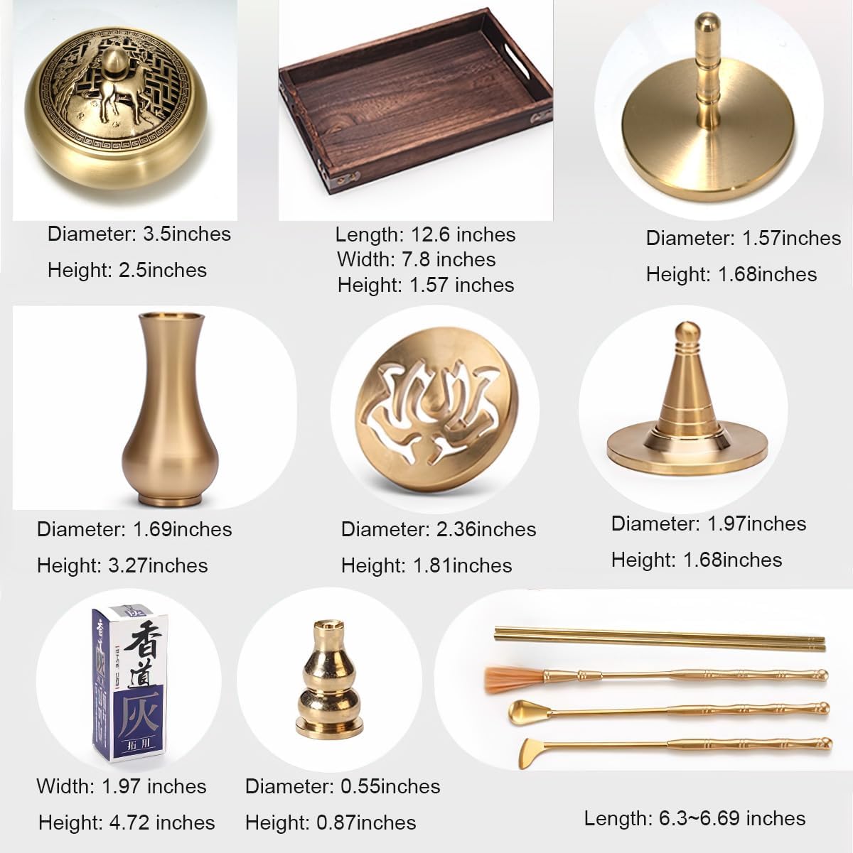 Brass Incense Burner Kit for Yoga Meditation