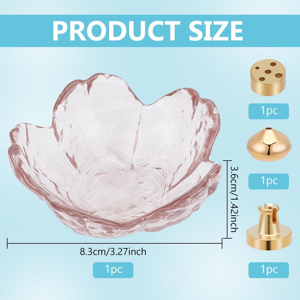 PLIGREAT Glass Cherry Blossom Incense Holder for Sticks and Conical Incense 3 Styles Burner