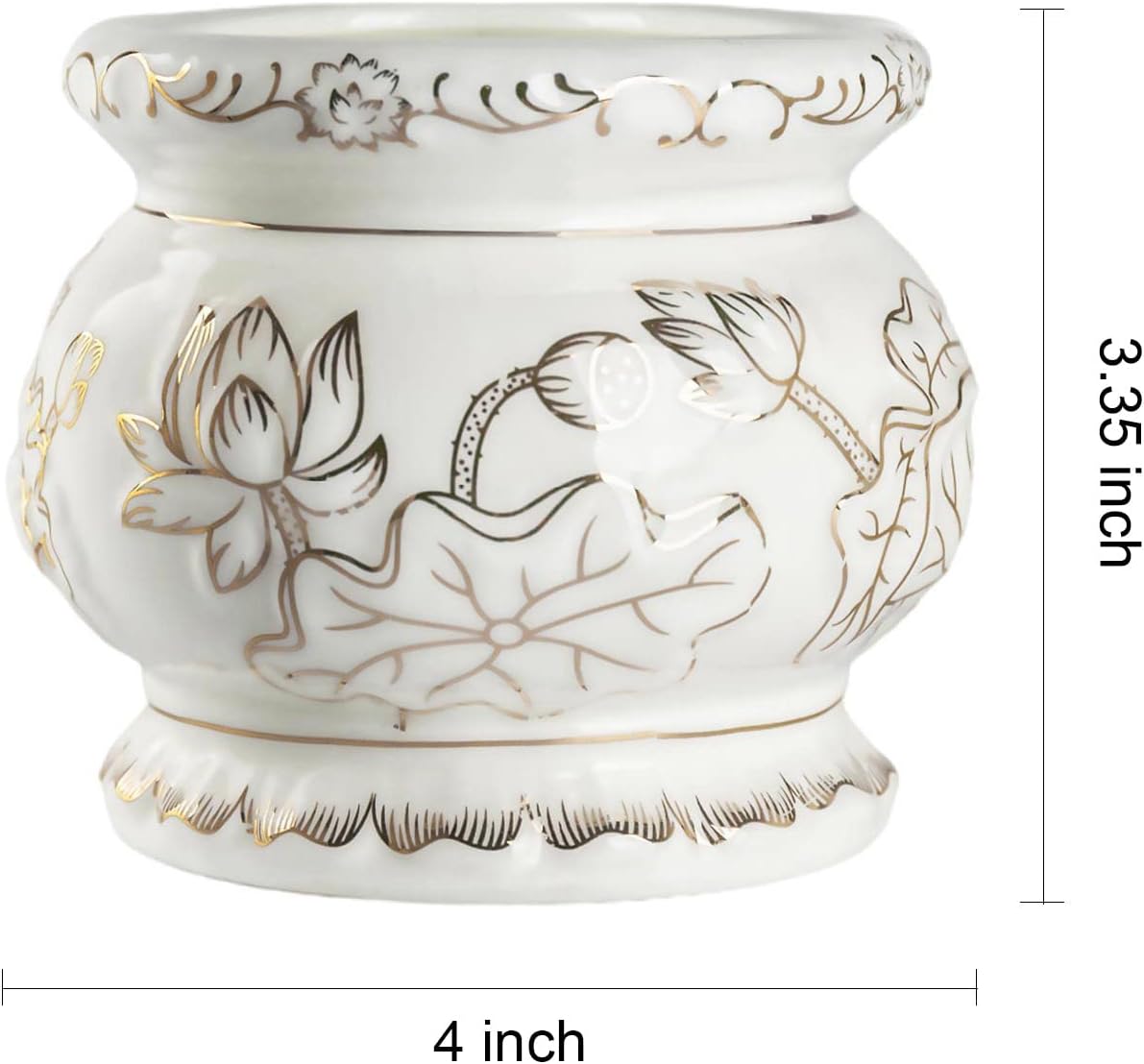 Houlu Small White Ceramic Incense Burner for Buddha Worship
