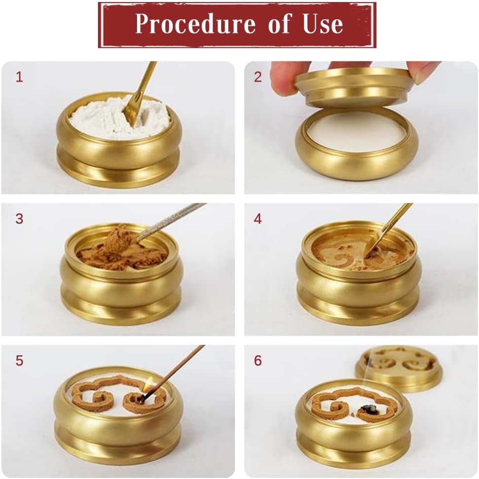 3 In 1 Mini Brass Incense Burner and Ash Press Set