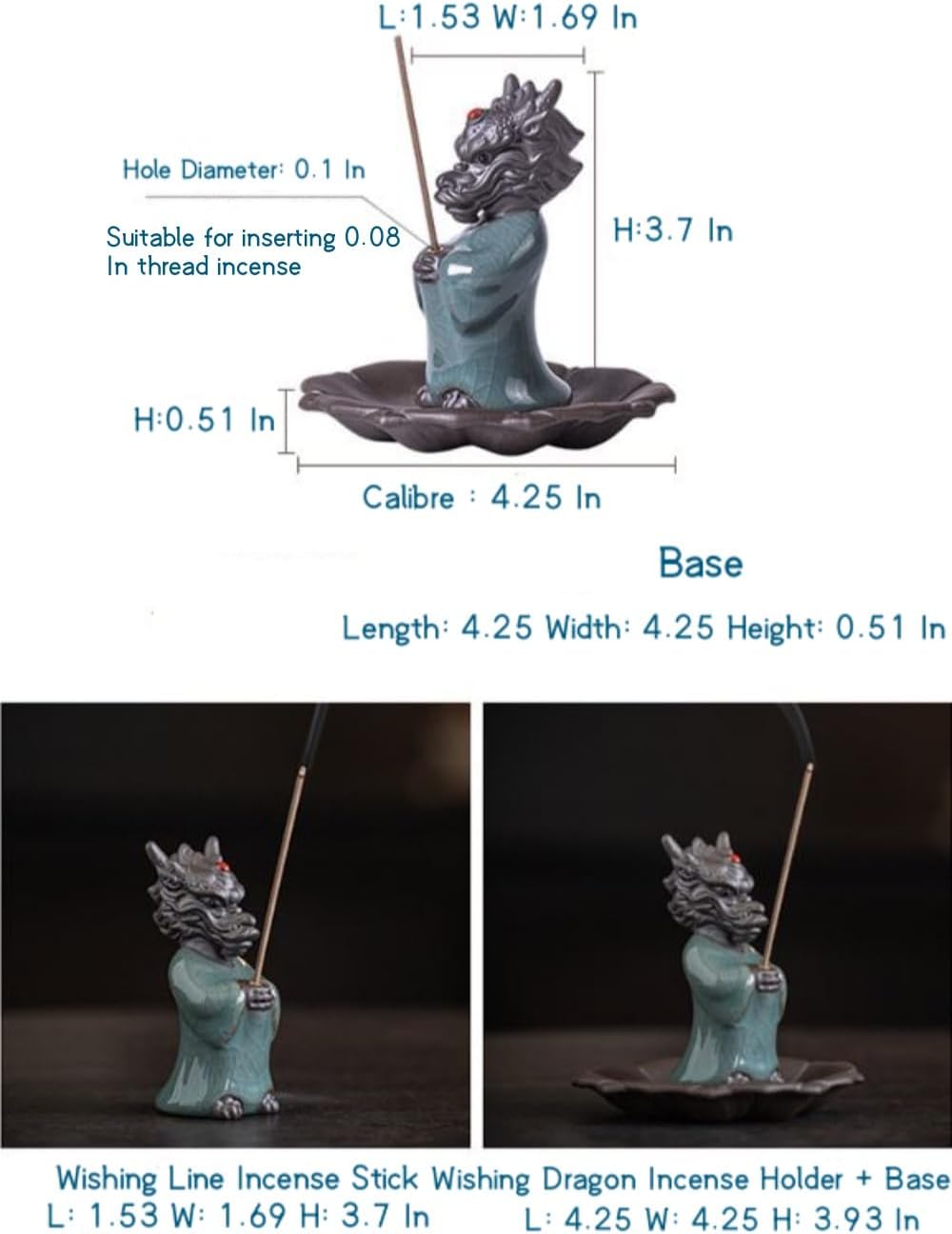 Lucky Dragon Incense Holder with 30 Sticks