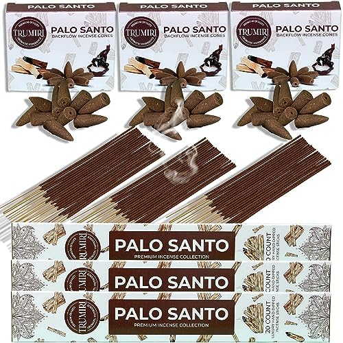 TRUMIRI Palo Santo Incense Sticks and Waterfall Cones Combo Pack