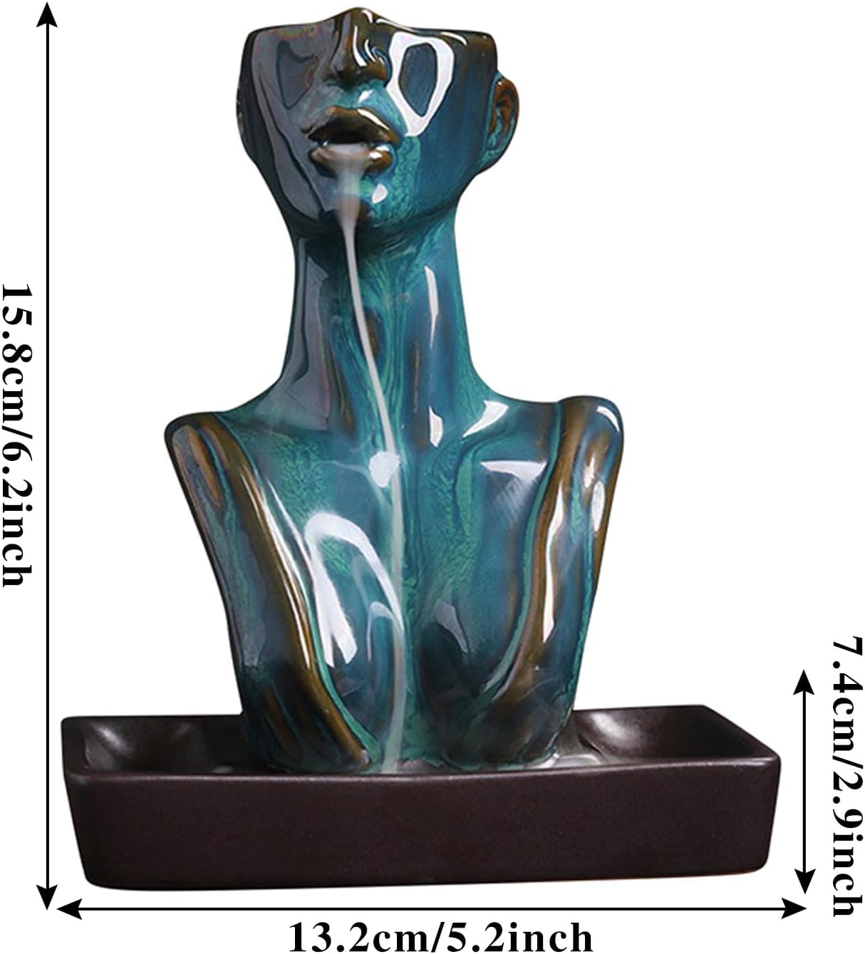 Ceramic Backflow Incense Burner with 20 Cones and Accessories