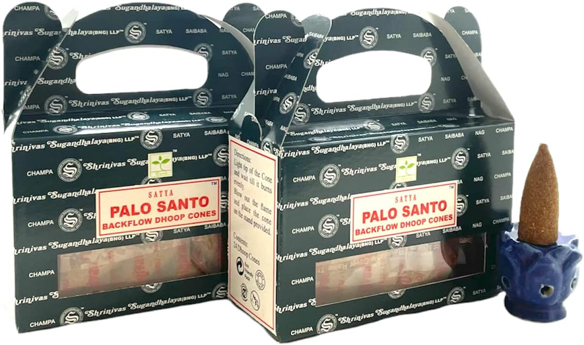 Govinda Bangalore BNG Palo Santo Backflow Cones 48 Pcs with Burner