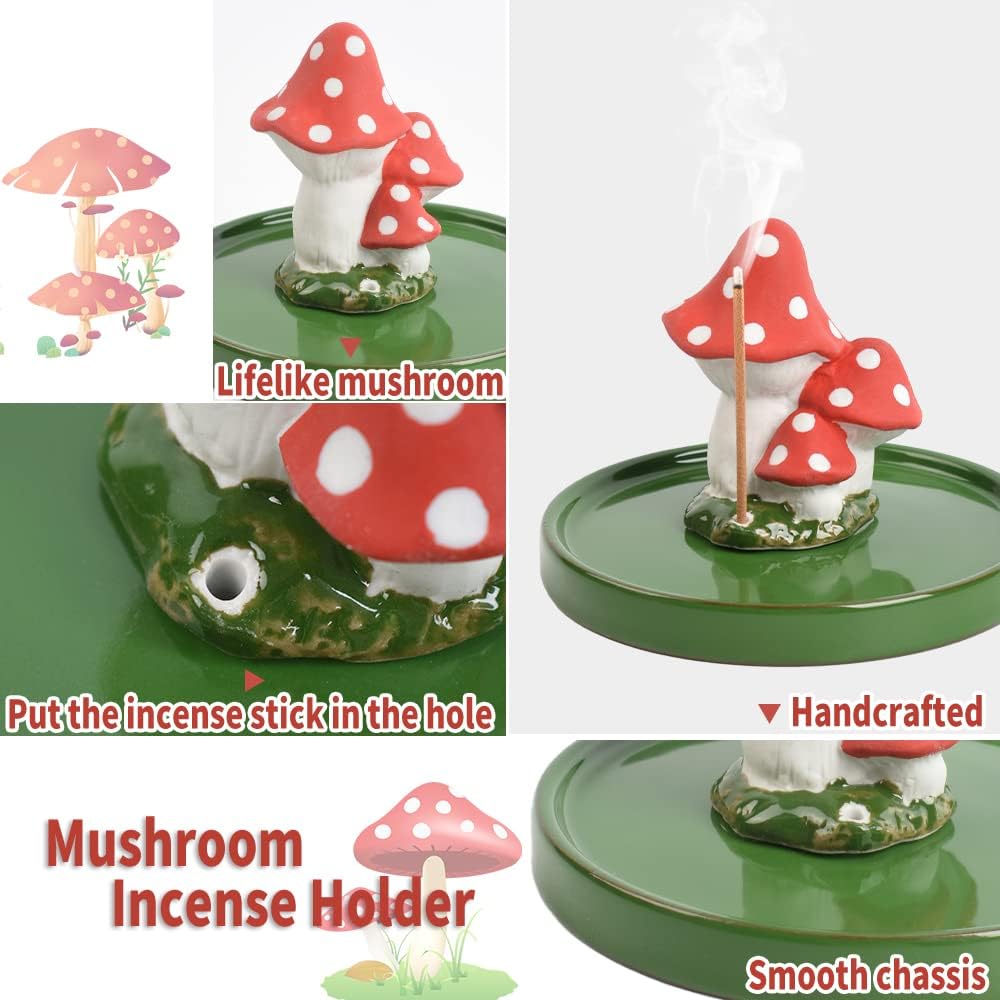 Mushroom Incense Holder with 30 Sticks