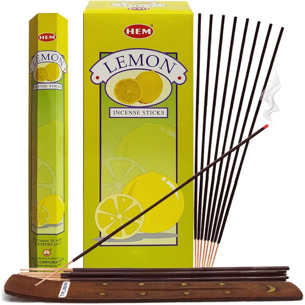 Lemon Incense Sticks and Holder Bundle