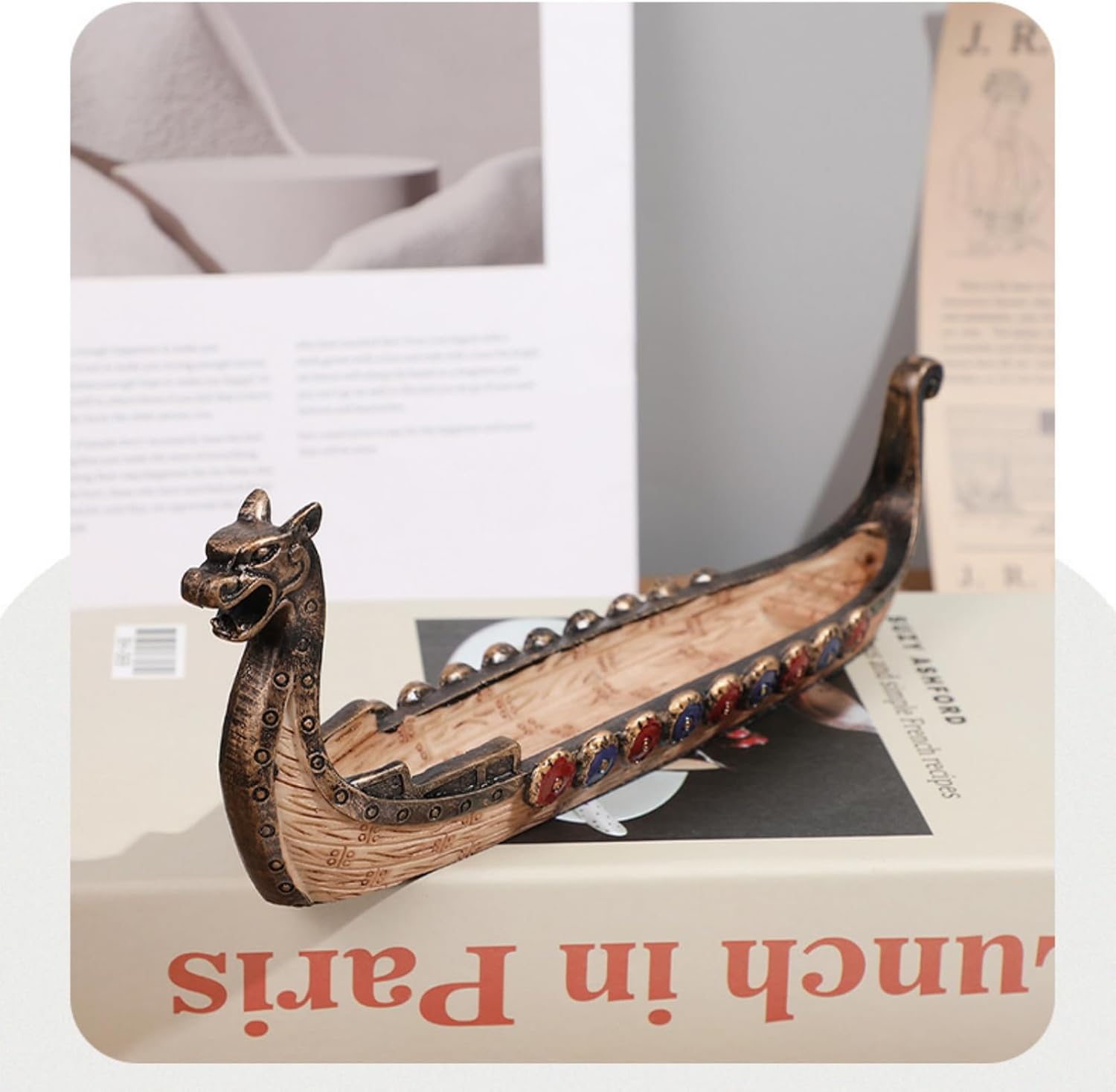 COSIBOA Retro Dragon Boat Incense Burner Holder