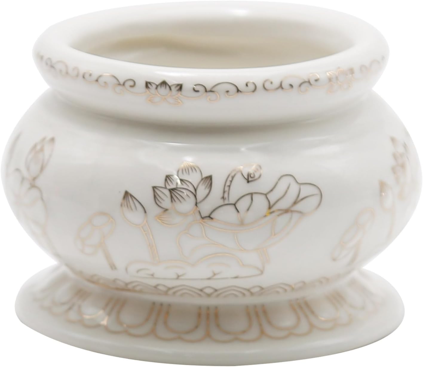 4-Inch White Ceramic Incense Burner Pot for Meditation and Prayer