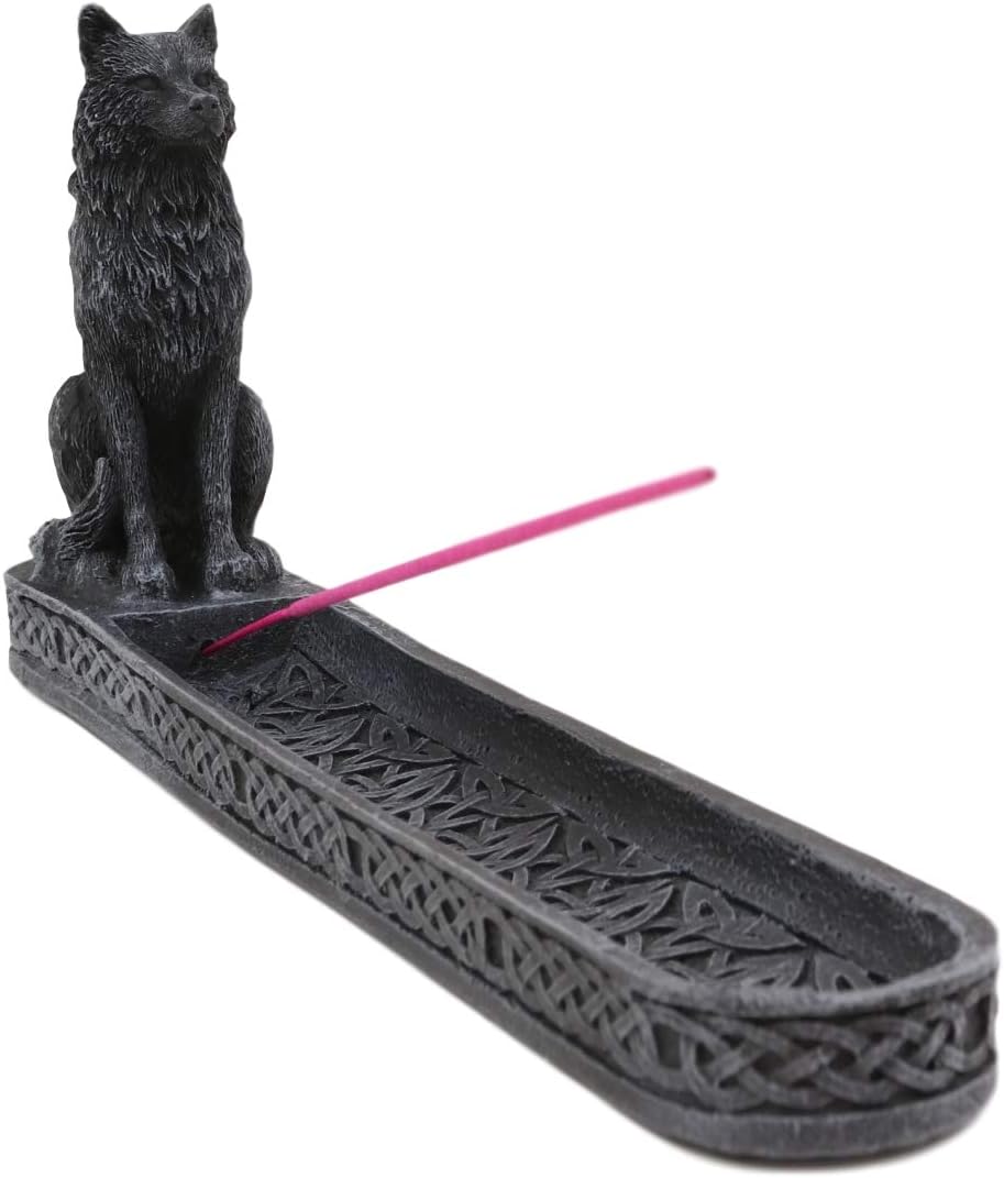Ebros Moonlight Alpha Wolf Incense Burner Holder Figurine