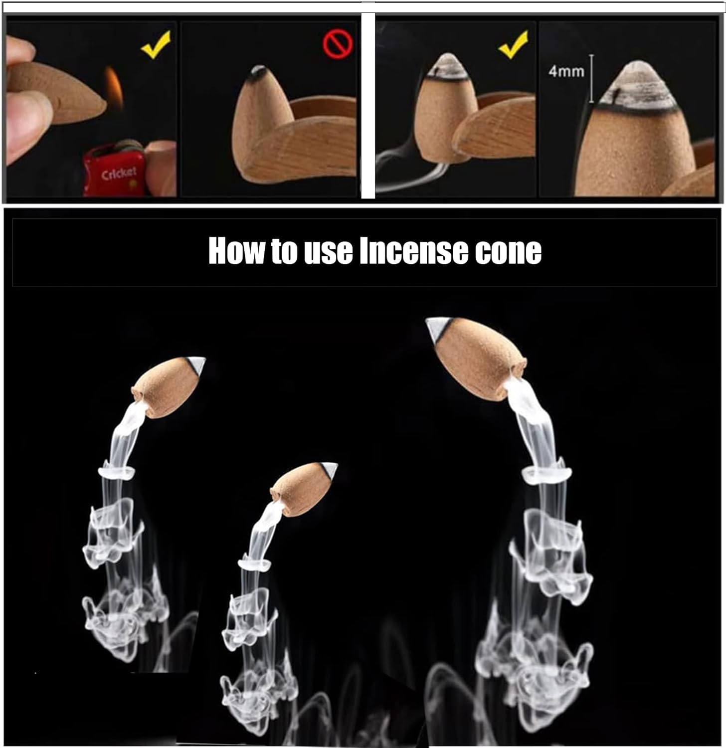 Citronella Incense Cones 50 Pack With Backflow Holder