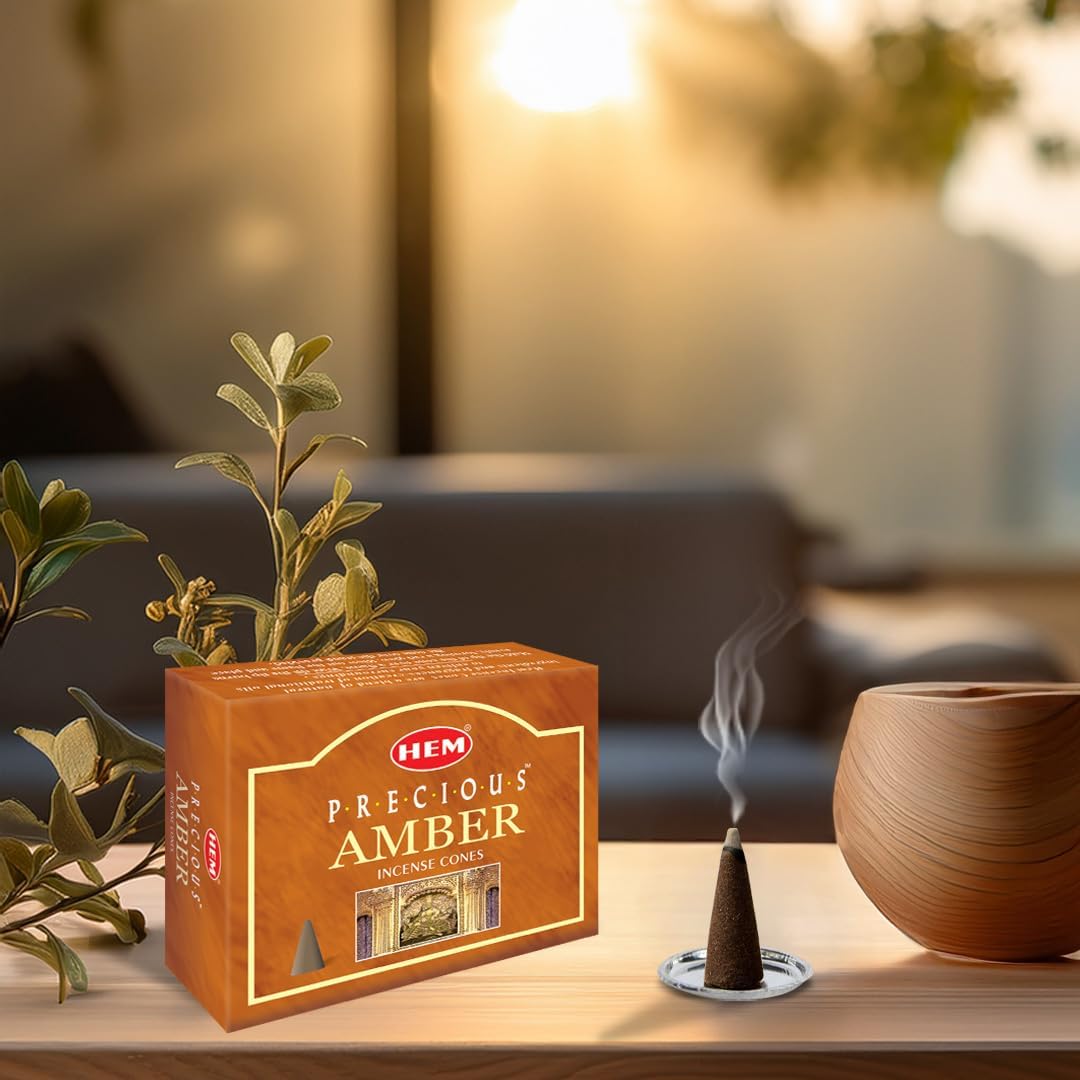 HEM Precious Amber Incense Cones Pack of 12